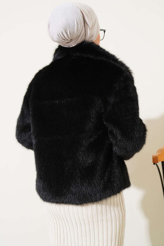 Manteau en fourrure doublé noir