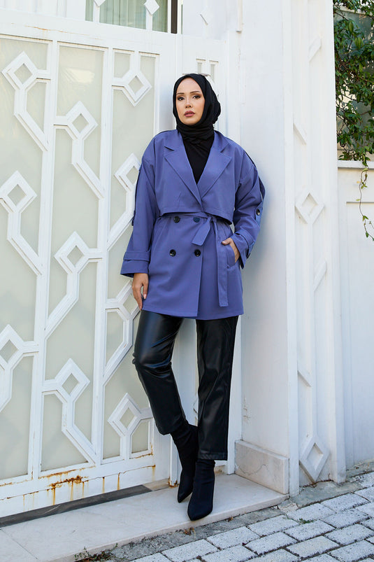 Trench-coat doublé haut de gamme indigo