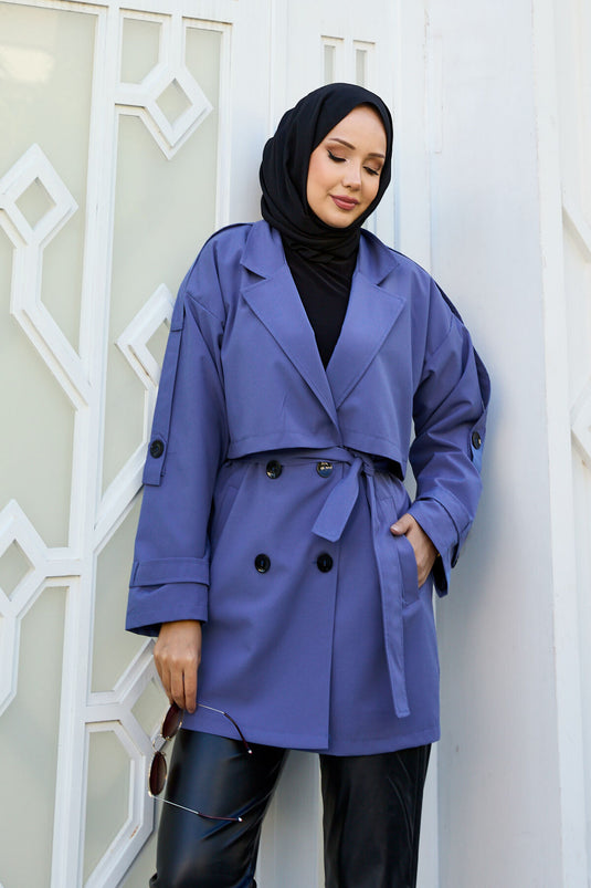 Trench-coat doublé haut de gamme indigo