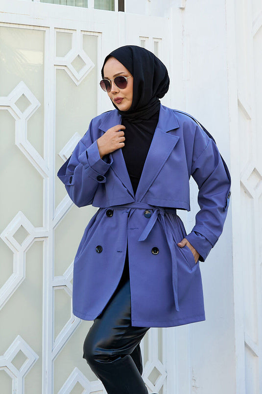 Trench-coat doublé haut de gamme indigo
