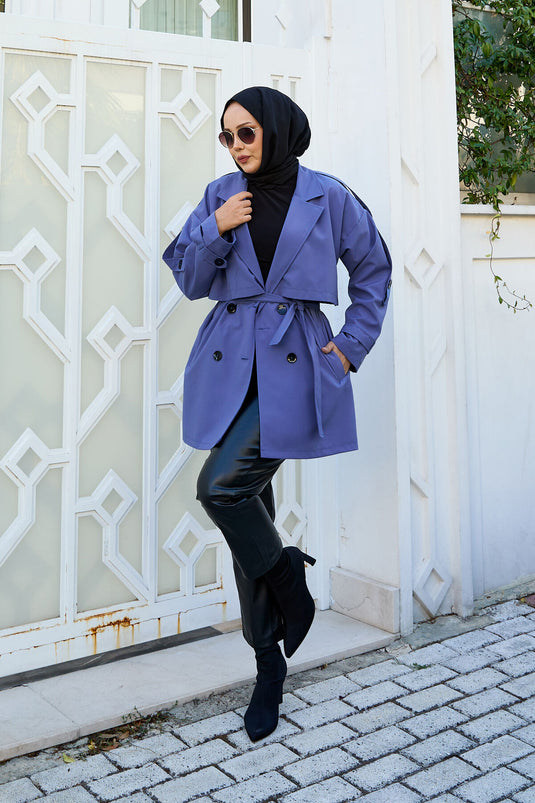 Trench-coat doublé haut de gamme indigo