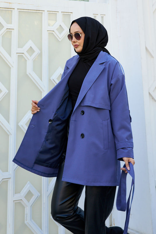 Trench-coat doublé haut de gamme indigo