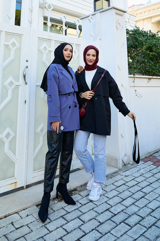 Trench-coat doublé haut de gamme indigo