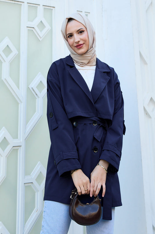 Trench-coat doublé Premium Bleu Marine