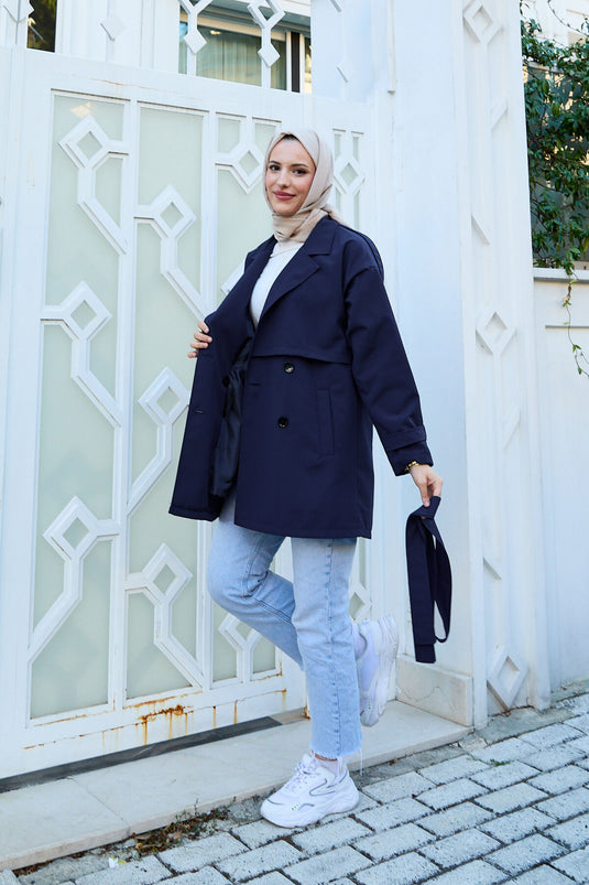 Trench-coat doublé Premium Bleu Marine