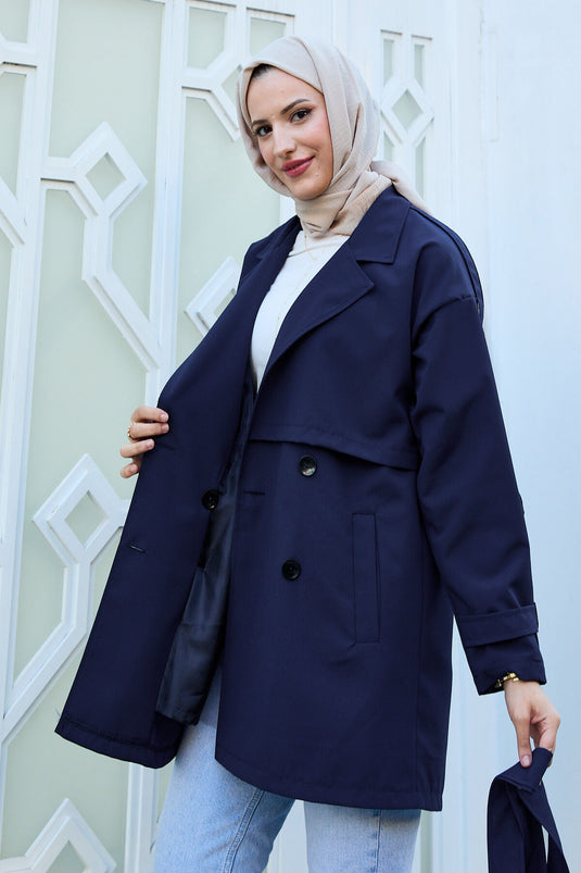 Trench-coat doublé Premium Bleu Marine