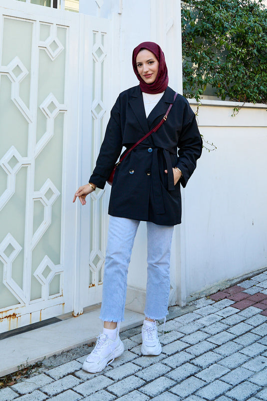 Trench-coat doublé haut de gamme noir