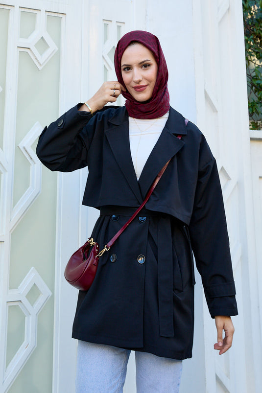 Trench-coat doublé haut de gamme noir