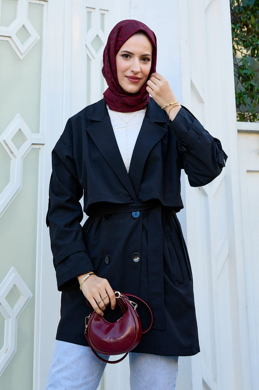 Trench-coat doublé haut de gamme noir