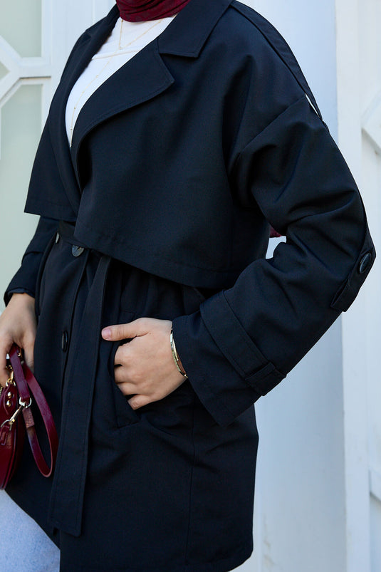 Trench-coat doublé haut de gamme noir