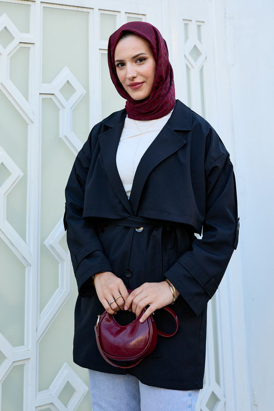 Trench-coat doublé haut de gamme noir