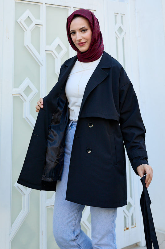 Trench-coat doublé haut de gamme noir