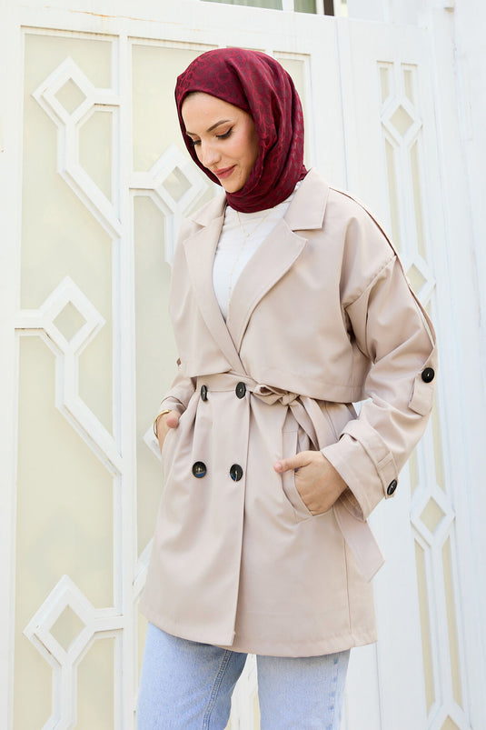 Lined Premium Trench Coat Stone