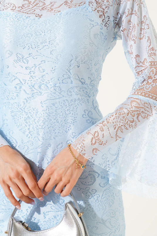 Gefüttertes Tüllkleid, Babyblau