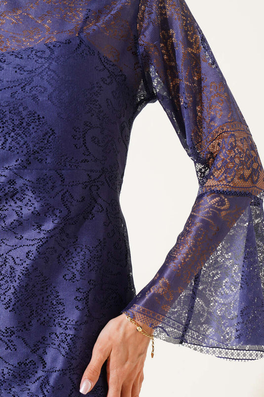 Gefüttertes Tüllkleid Marineblau