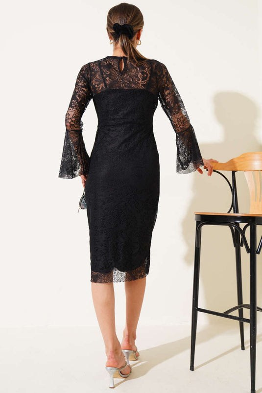 Gefüttertes Tüllkleid Schwarz