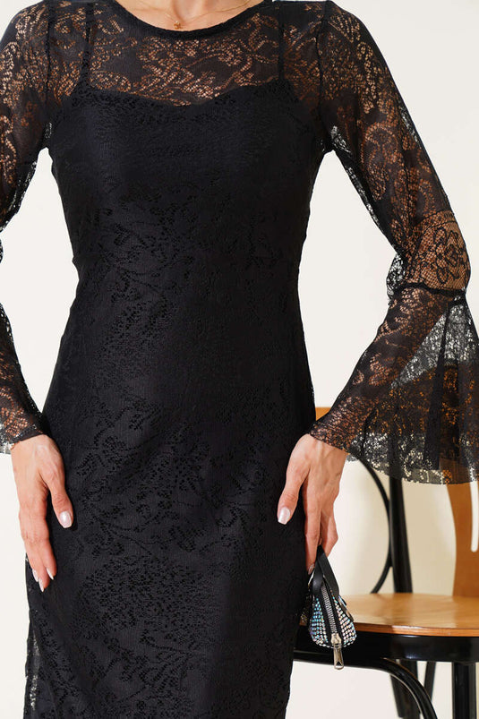 Gefüttertes Tüllkleid Schwarz