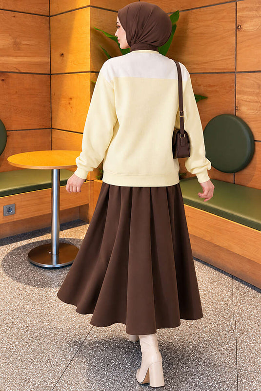 Atkı Detaylı Üç İplik Sweatshirt Sarı