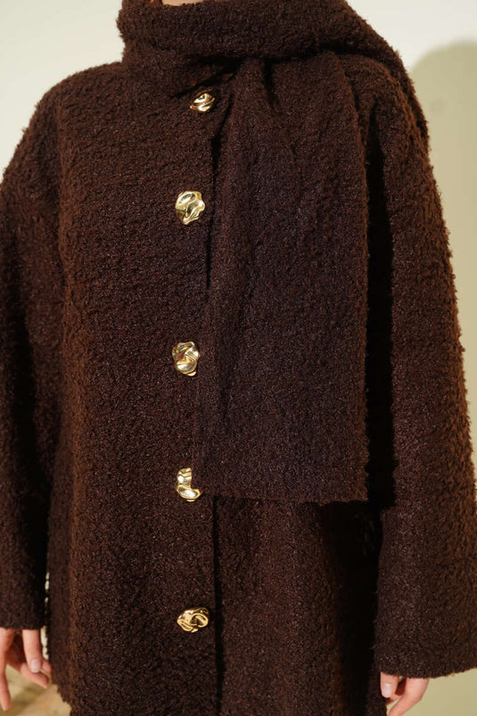 سترة بوكليه بحمالات باللون البني