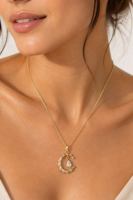 Ay Stone Detail Necklace Gold