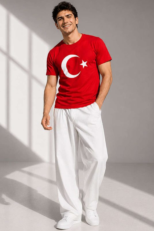Ay Yıldız bedrucktes Herren-T-Shirt Rot