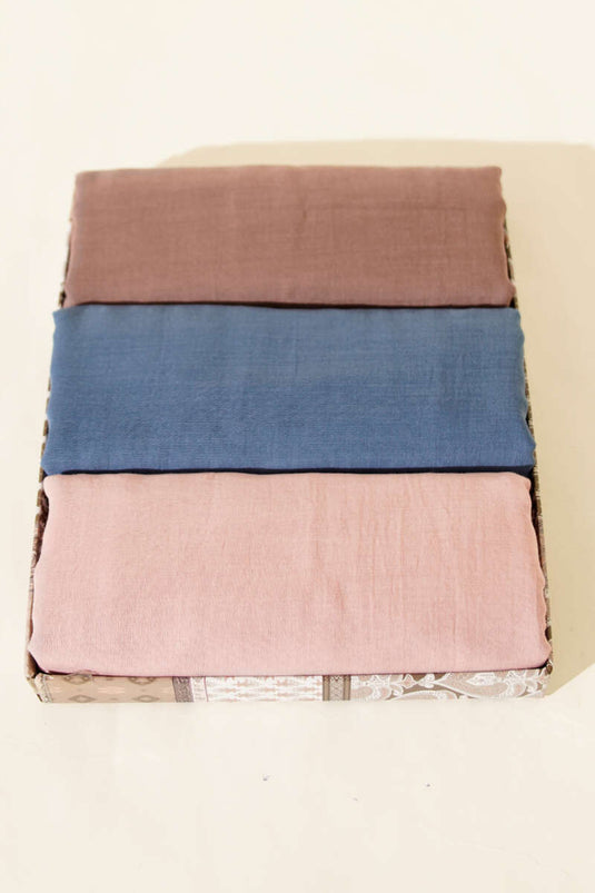 Aya Series Fine Cotton 3-Piece Scarf Set Assorted 5
