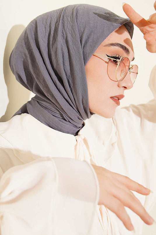 سلسلة آية وشاح قطن رقيق لون فحمي
