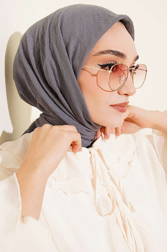 سلسلة آية وشاح قطن رقيق لون فحمي
