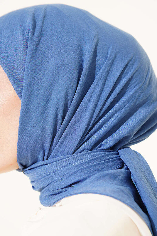 سلسلة آية وشاح قطن رقيق نيلي