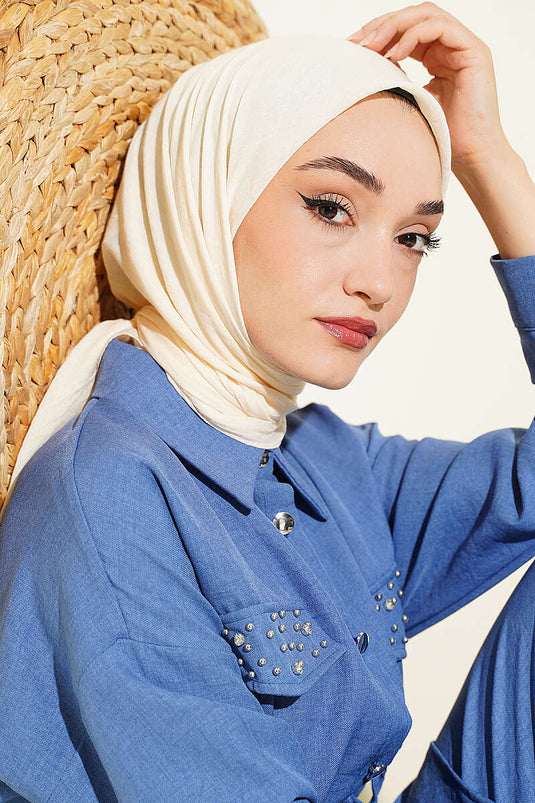 Écharpe Fine En Coton Aya Series Crème