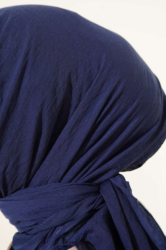 Foulard fin en coton série Aya bleu marine