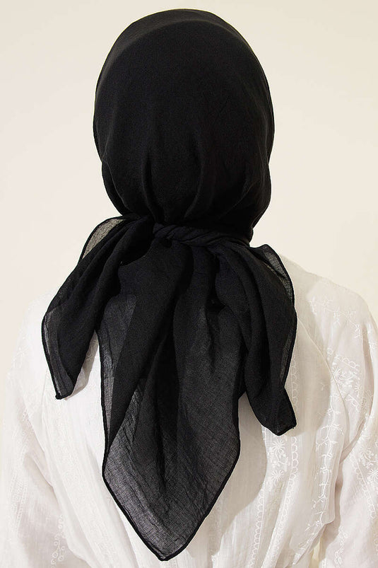 Foulard fin en coton série Aya noir