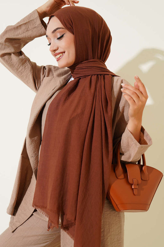 Écharpe fine en coton marron clair de la série Aya -168