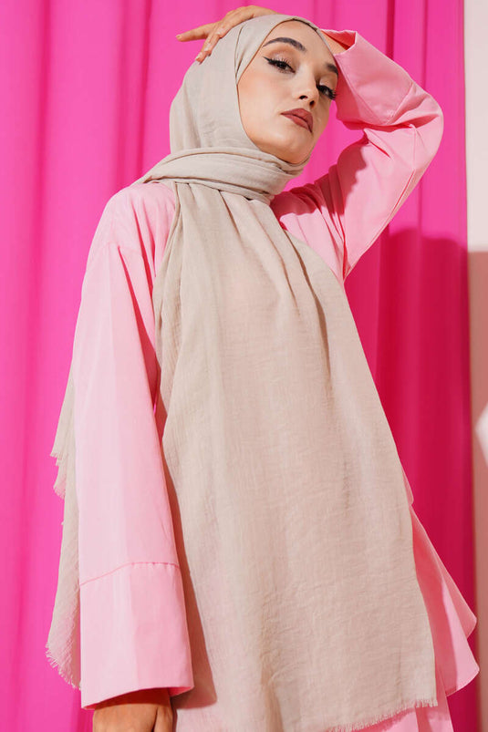 Écharpe fine en coton beige de la série Aya -174