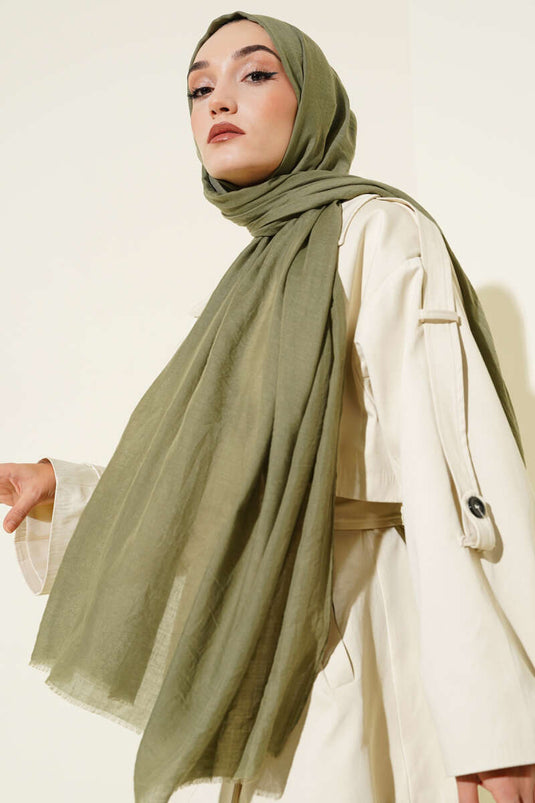 Écharpe fine en coton de la série Aya, vert clair -150