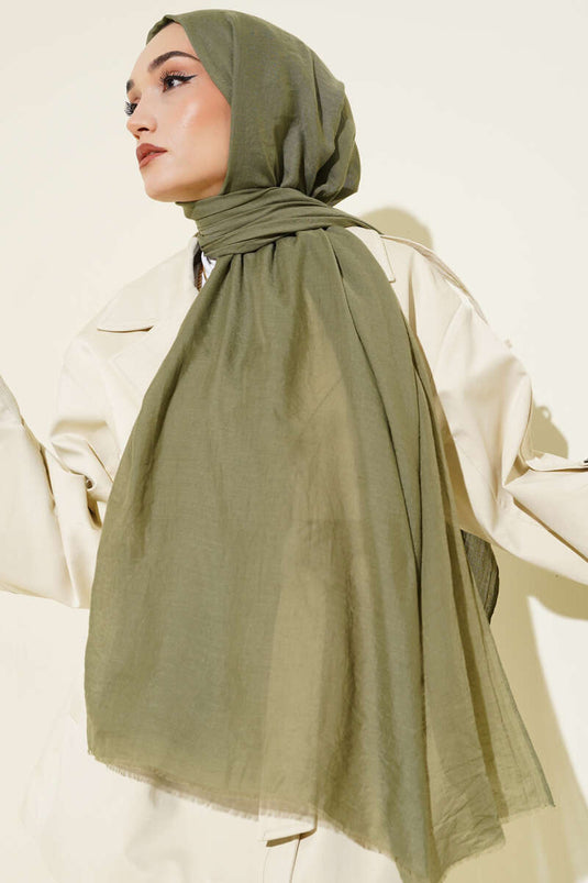 Écharpe fine en coton de la série Aya, vert clair -150