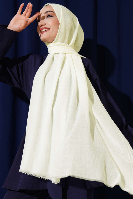 Aya Series Thin Cotton Scarf, Ecru - 32
