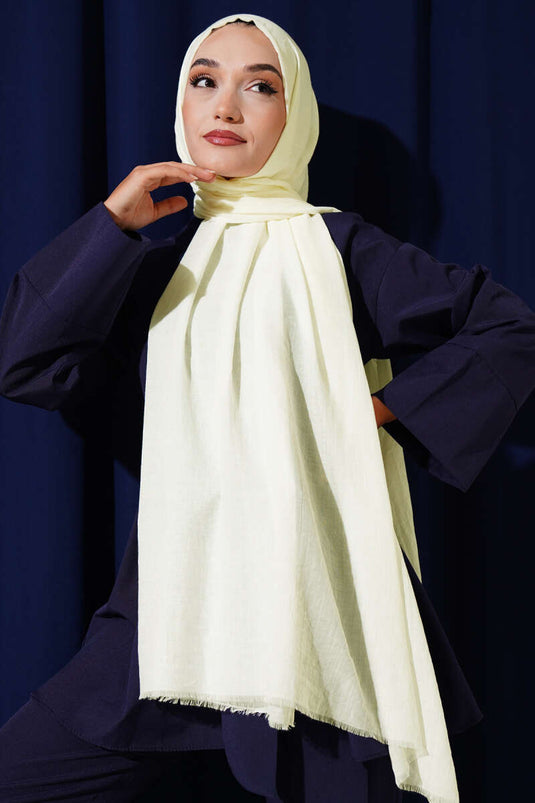 Aya Series Thin Cotton Scarf, Ecru - 32