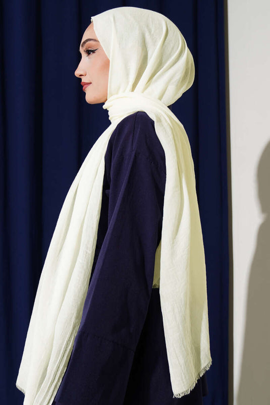 Aya Series Thin Cotton Scarf, Ecru - 32
