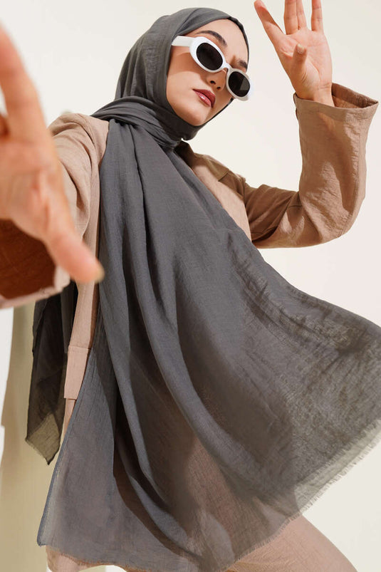 وشاح قطني رقيق من سلسلة آيا، رمادي دخاني -177