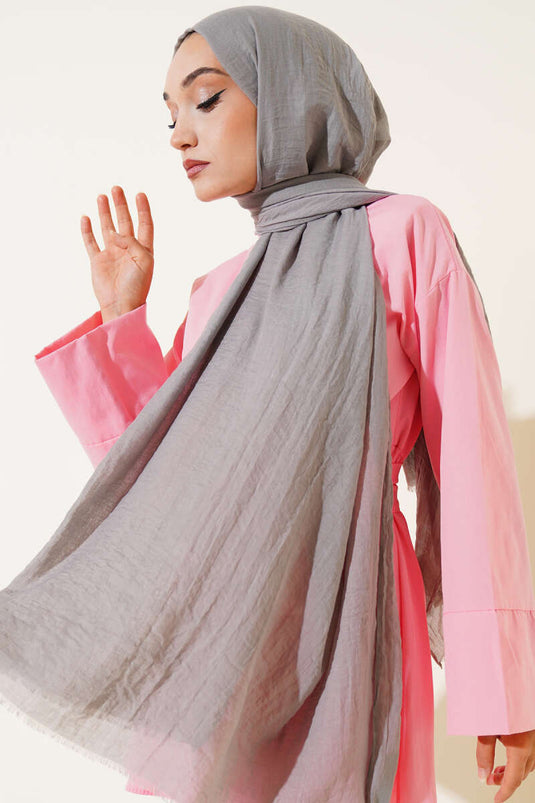 Aya Série Châle Fin En Coton Gris -44