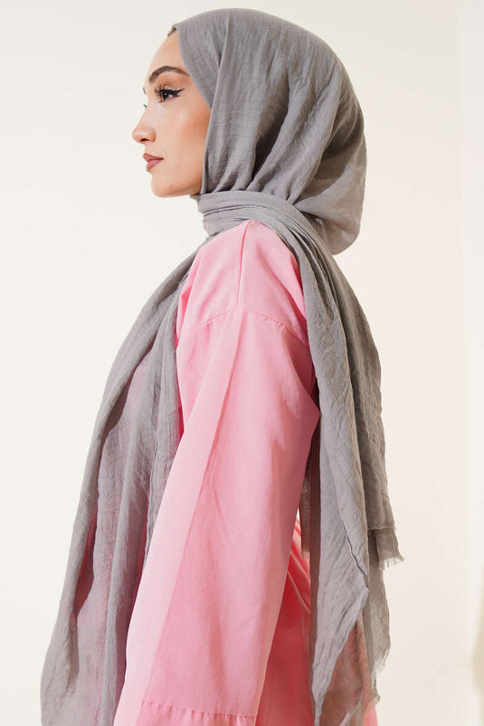 Aya Série Châle Fin En Coton Gris -44