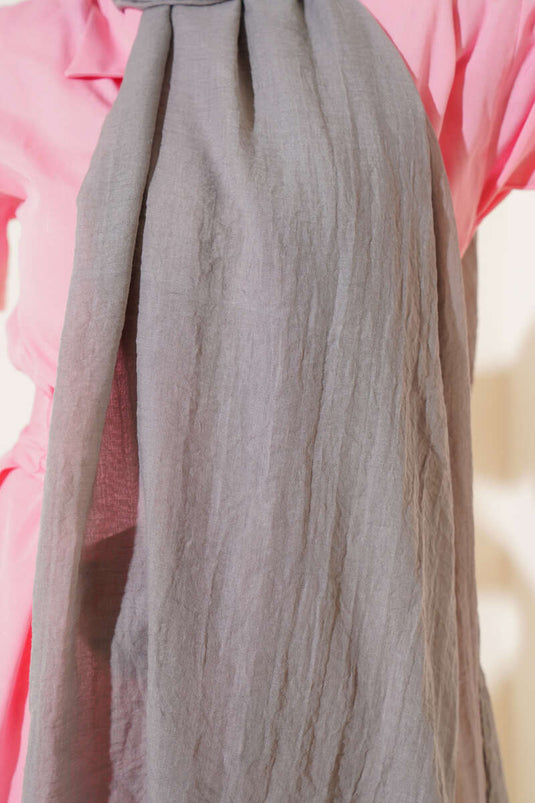 Aya Série Châle Fin En Coton Gris -44