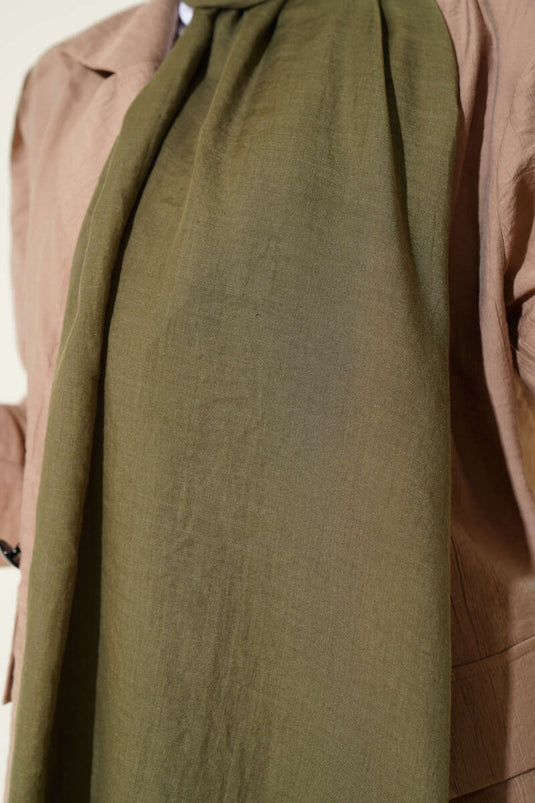 Aya Serie Dünnes Baumwollschal Khaki -80