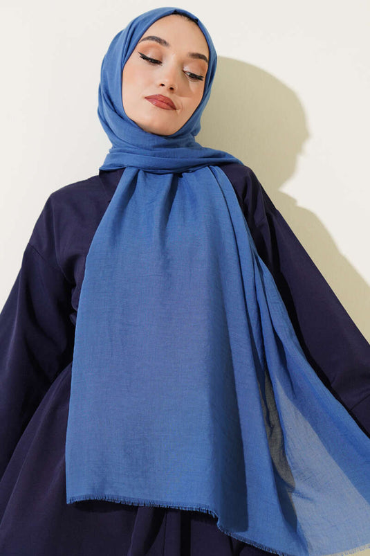 Aya-Serie Dünner Baumwollschal Indigo -160