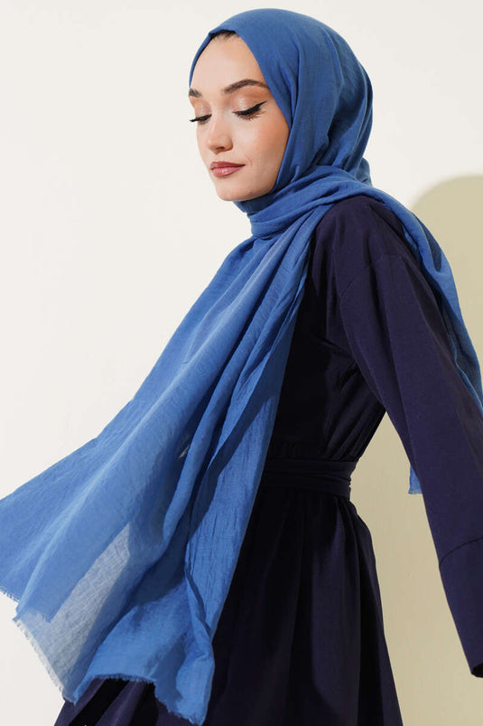 Aya-Serie Dünner Baumwollschal Indigo -160