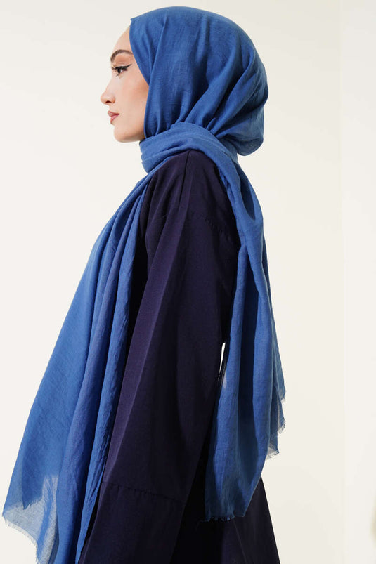 Aya-Serie Dünner Baumwollschal Indigo -160