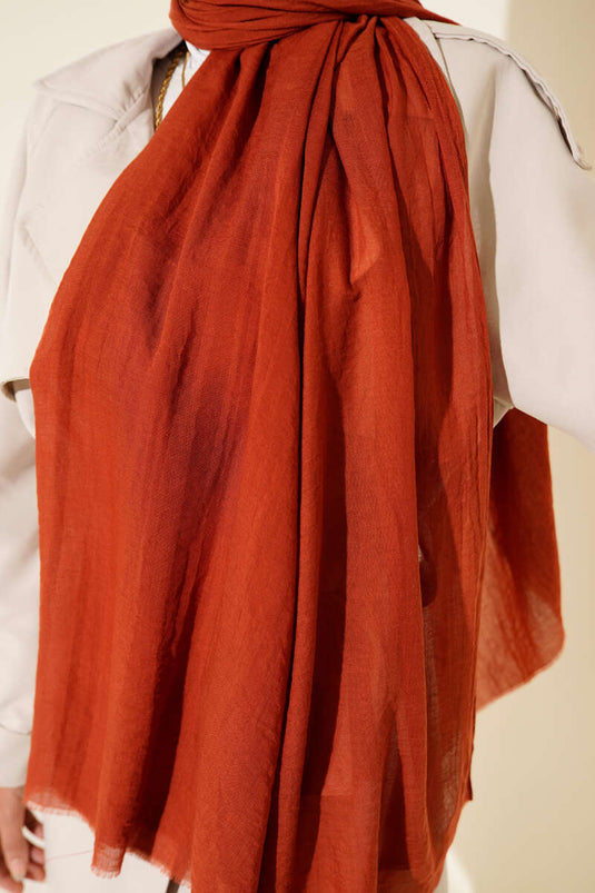 Aya Serisi İnce Pamuk Şal Kiremit -98