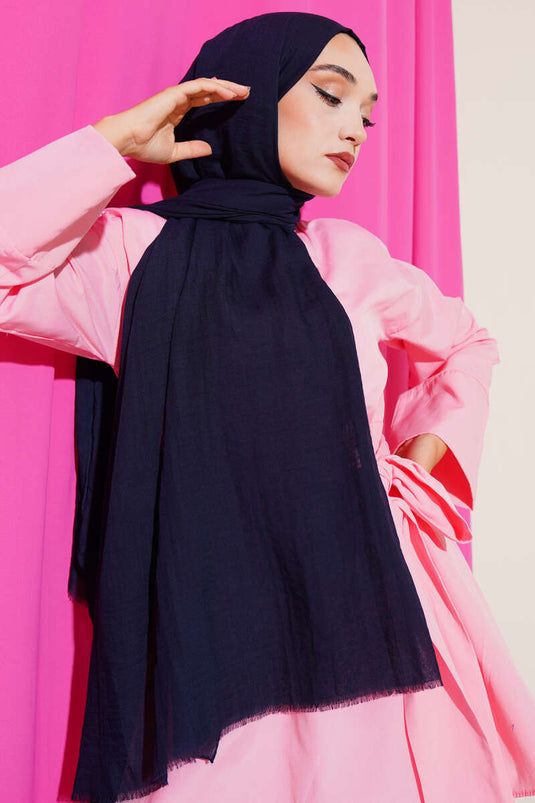 وشاح قطني رقيق من سلسلة آيا، لون كحلي -167