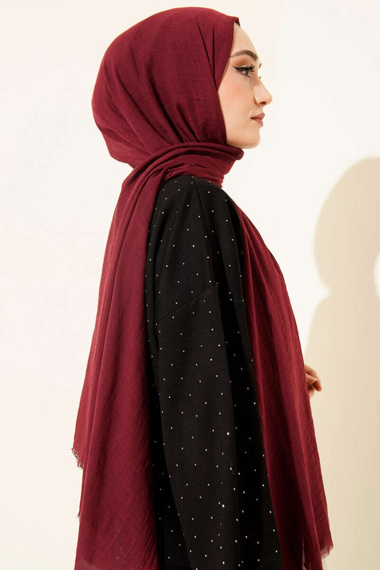 سلسلة آية شال قطني رقيق لون عنابي -04